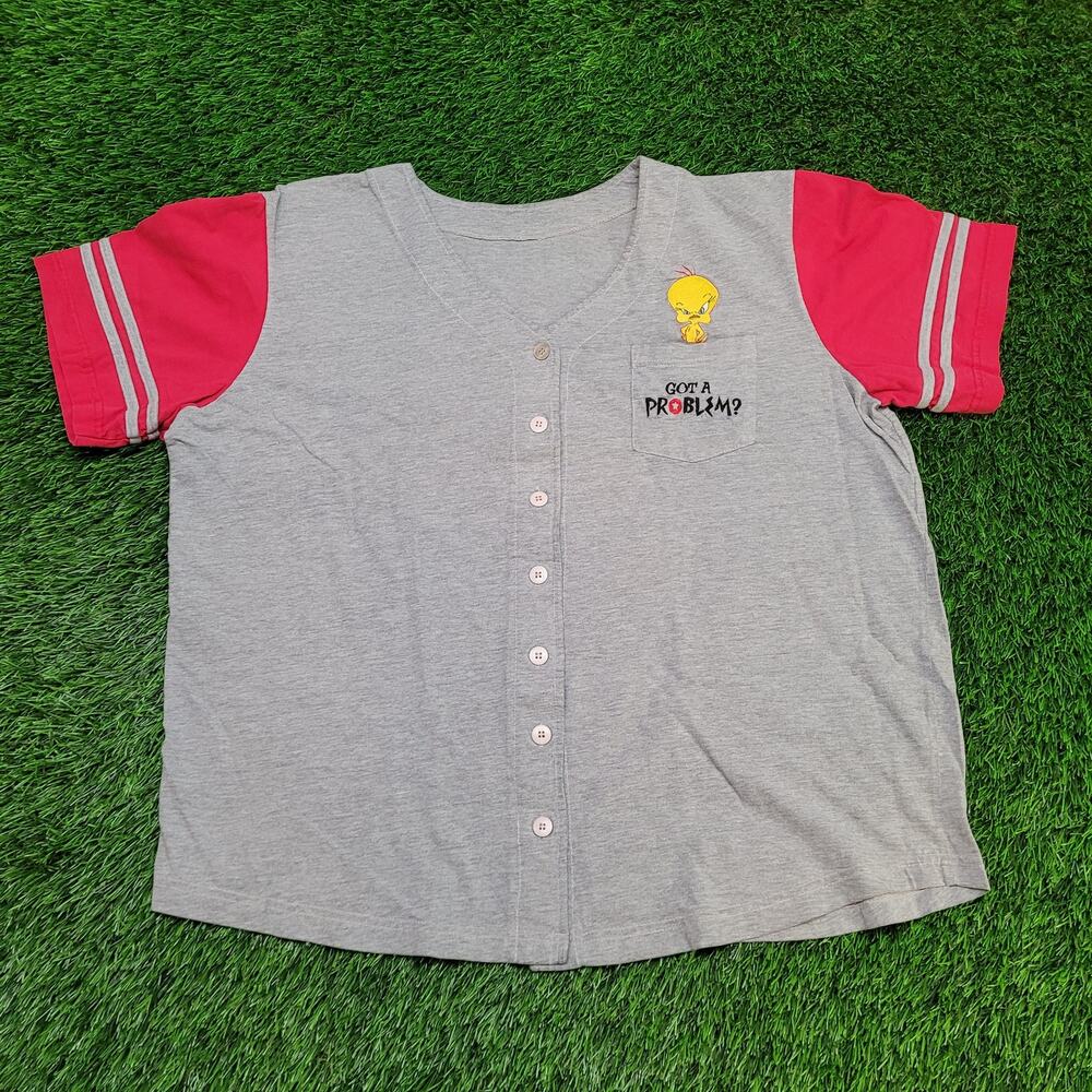 VTG Y2K Tweety Bird "Got a Problem?" Jersey Style Shirt Womens Plus 2X 3X